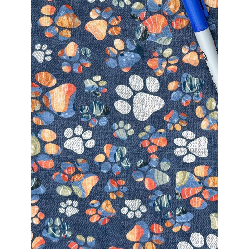 Pattes Chiens Chats sur fond Bleu Denim TIS-2004*