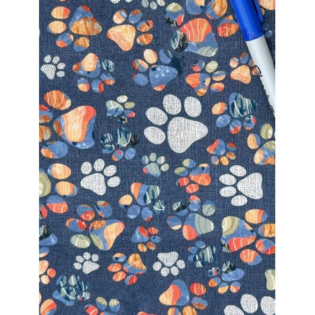 Pattes Chiens Chats sur fond Bleu Denim TIS-2004*