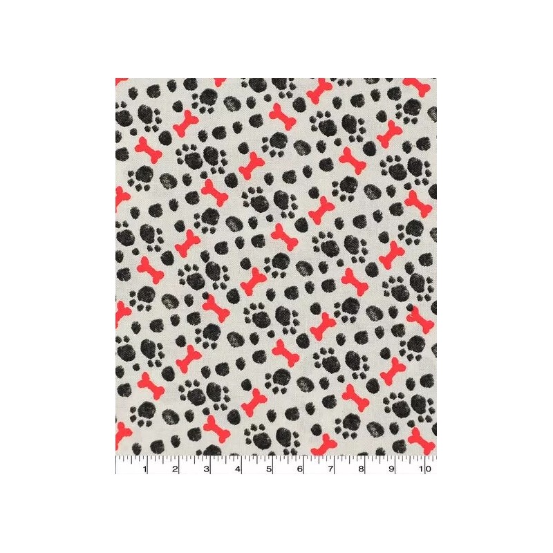 Pattes Chiens et Os sur fond Crème TIS-2009