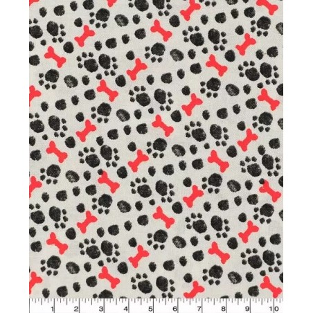 Pattes Chiens et Os sur fond Crème TIS-2009