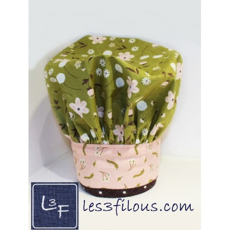 Toque Romantique fleurs brodée à votre nom TOQ-013