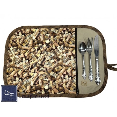 Bouchons de Liège Napperon avec Pochette Personnalisé Prêt à Broder NAP-258P