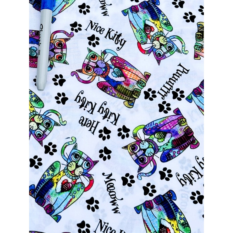 Chat Nice Kitty sur Fond Blanc TIS-0568*