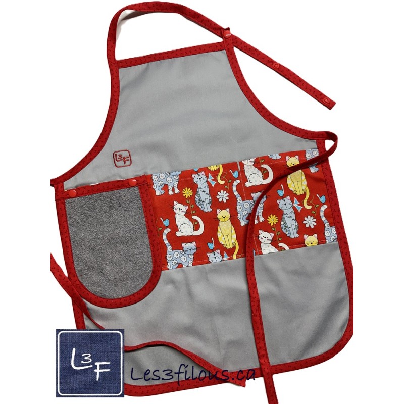 Chat Tablier Enfant avec essuie-mains Prêt à Broder TEN-145P