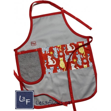 Chat Tablier Enfant avec essuie-mains Prêt à Broder TEN-145P