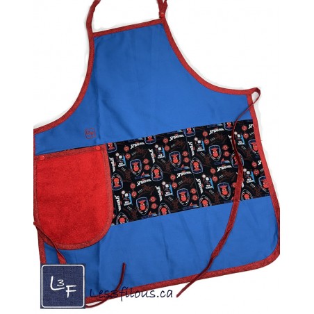 Super Héros Spiderman Tablier Adulte avec Essuie-mains Couleur Royale Prêt à Broder TEM-028P