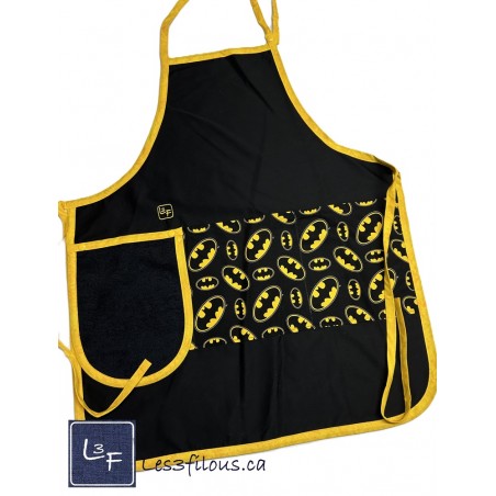 Super Héros Batman Tablier Adulte avec Essuie-mains Couleur Noire Prêt à Broder TEM-155P