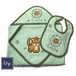 Tigre Serviette Capuchon Brodée et Personnalisée DOU-007