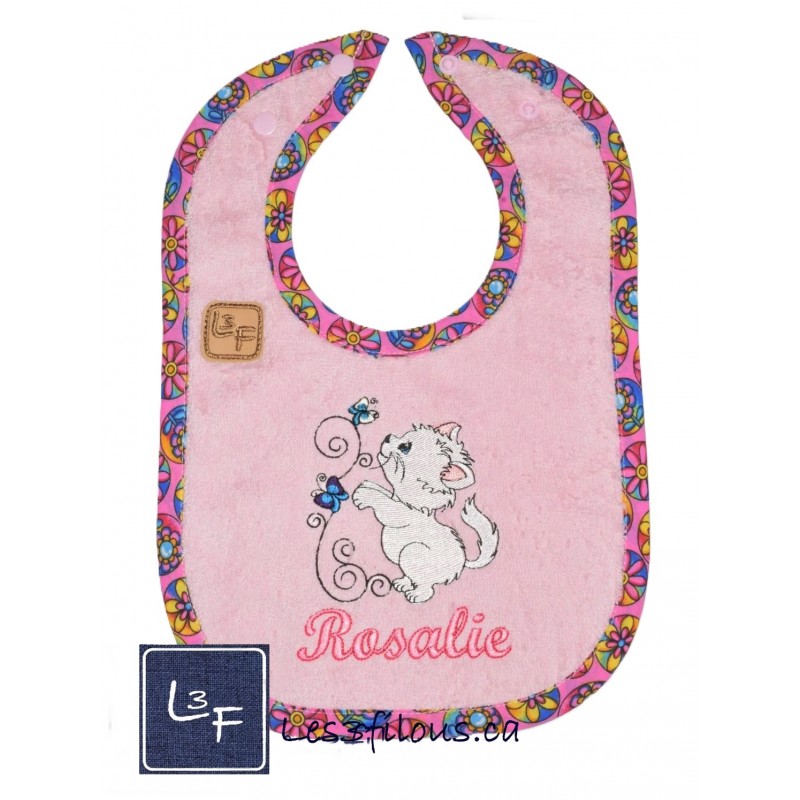 Bavette Chaton Bavette/Bavoir Brodé et Personnalisé BAV-021