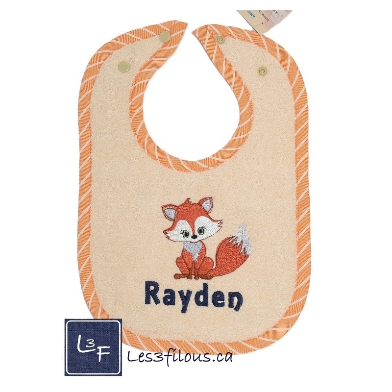 Bavette Renard Bavette/Bavoir Brodé Personnalisé BAV-001
