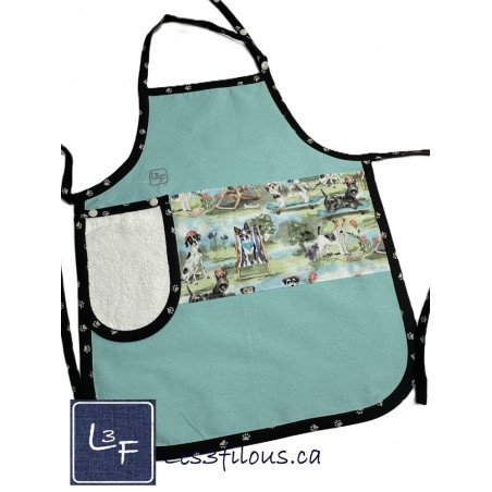 Dalmatiens Tablier Essuie-mains Enfant Couleur Menthe prêt à Broder TEN-168P