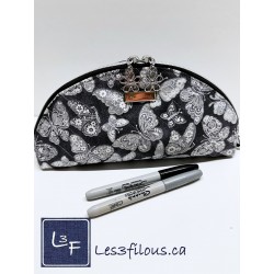 Papillons Gris Noir avec Paillettes Argentées TIS-1766*