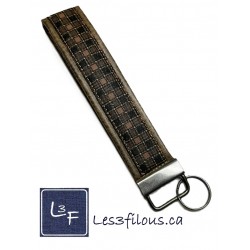 Porte Clefs Carreauté Brun sur fond Brun | Les 3 Filous