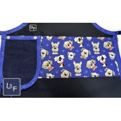 Chiens Tablier pour Enfant Avec Essuie-mains Couleur Marine prêt à Broder TEN-098P