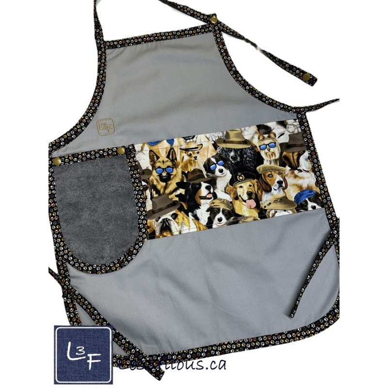 Chien à Chapeau et lunette Tablier pour enfant avec Essuie-mains prêt à Broder TEN-170P