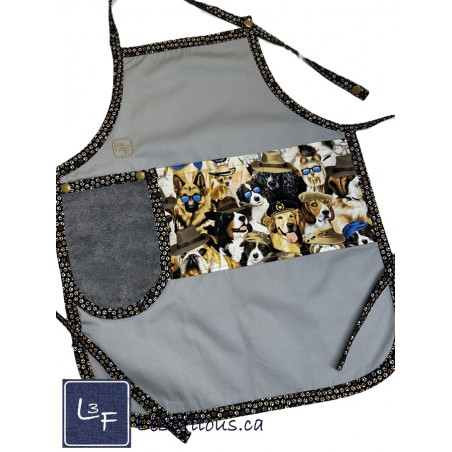 Chien à Chapeau et lunette Tablier pour enfant avec Essuie-mains prêt à Broder TEN-170P