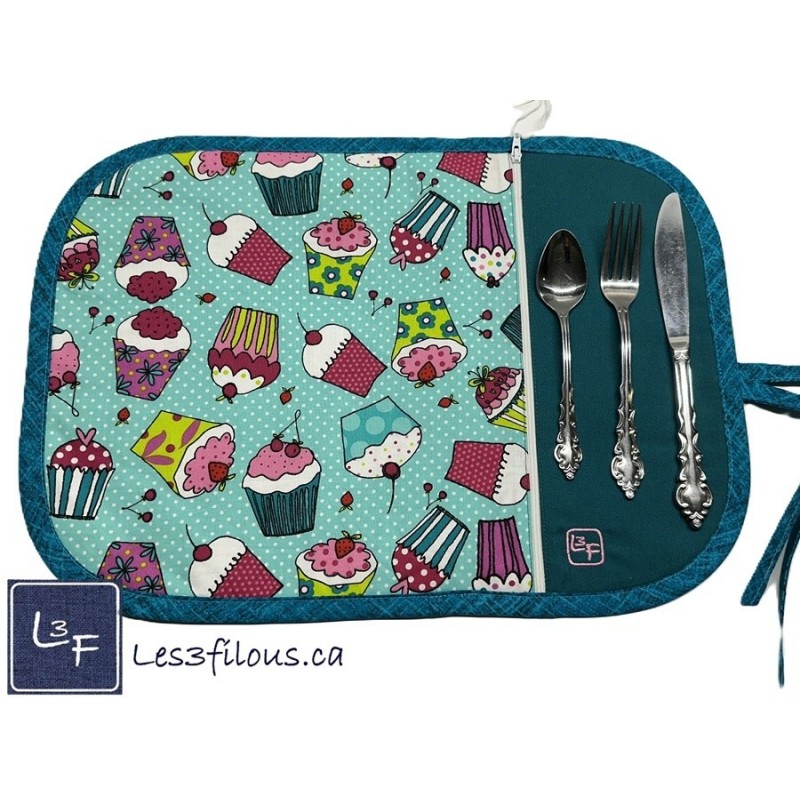 Cupcake Gateau Napperon avec Pochette Prêt à Broder NAP-317P