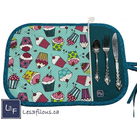 Cupcake Gateau Napperon avec Pochette Prêt à Broder NAP-317P