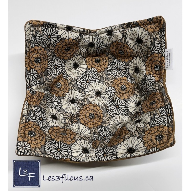 Fleurs Grises Et Brunes Chauffe Plat pour micro-onde, BOL-196P