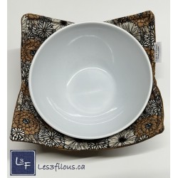 Fleurs Grises Et Brunes Chauffe Plat pour micro-onde, BOL-196P
