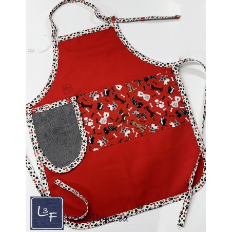 Petits Chiens Tablier Avec Essuie-mains Enfant Couleur Rouge prêt à Broder TEN-214P