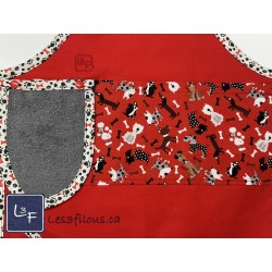 Petits Chiens Tablier Avec Essuie-mains Enfant Couleur Rouge prêt à Broder TEN-214P