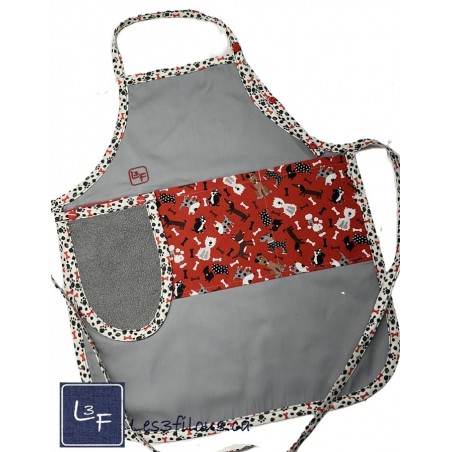 Petits Chiens Tablier Avec Essuie-mains Enfant Couleur Gris prêt à Broder TEN-215P