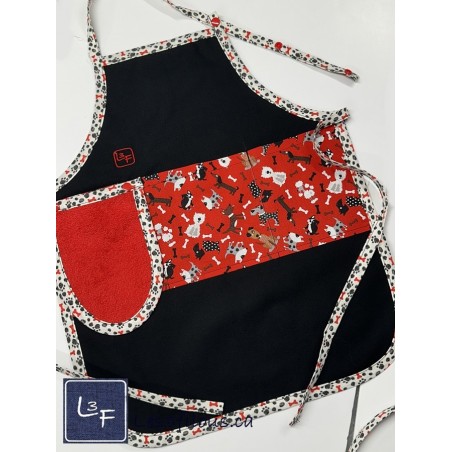 Petits Chiens Tablier Avec Essuie-mains Enfant Couleur Noir prêt à Broder TEN-216P