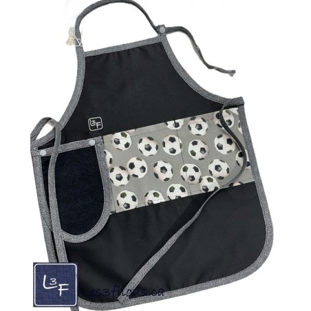 Ballons De Soccer Tablier Avec Essuie-mains Enfant Couleur Noir prêt à Broder TEN-217P