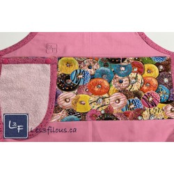 Beigne Donut Tablier Enfant Couleur Rose avec essuie-mains Prêt à Broder TEN-222P