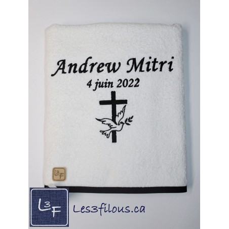Baptême Drap de Bain Brodé et Personnalisé EVE-011