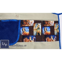 Cheval Chevaux Tablier Kaki avec Essuie-mains Adulte Prêt à Broder TEM-272P