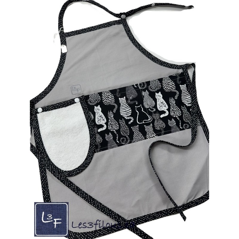 Chats Tablier Enfant avec essuie-mains Prêt à Broder TEN-234P