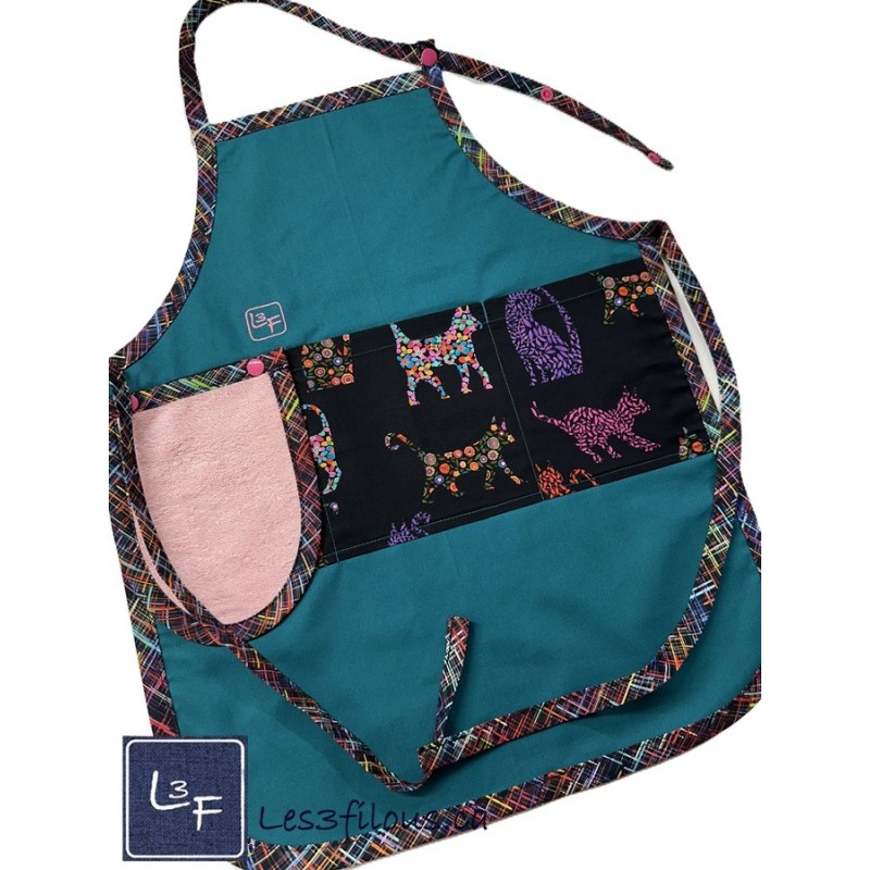 Chats Tablier Enfant avec essuie-mains Prêt à Broder TEN-238P