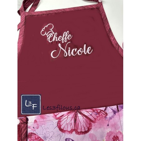 Cheffe avec toque Choix de Broderie pour Tablier