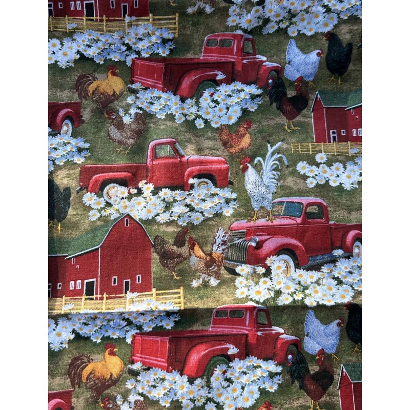 Camion Ferme Fleurs Pick up Tissu  TIS-0470*