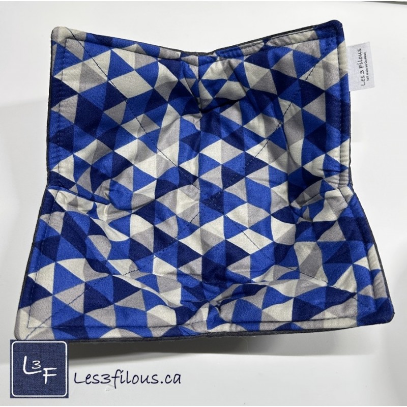 Triangles Bleu Gris  Chauffe Plat pour micro-onde, BOL-205P