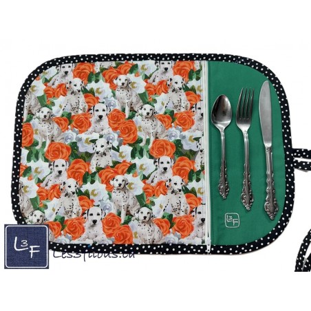 Dalmatiens Chiens Napperon avec Pochette Prêt à Broder Personnalisé NAP-371P