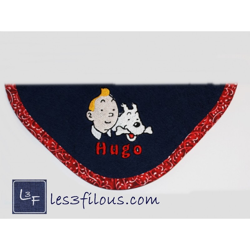Tintin Milou Débarbouillette Brodée et Personnalisée DEB-016