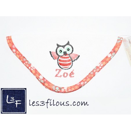 Hibou Débarbouillette Brodée et Personnalisée DEB-019