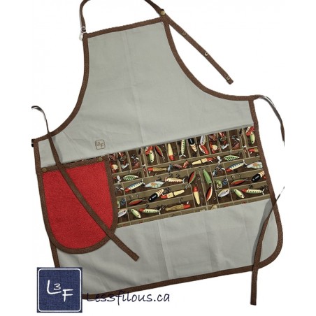 Pêche Camping Plein Air Nature Tablier Adulte avec Essuie-mains Prêt à Broder TEM-293P