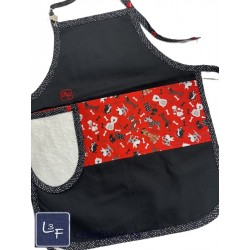 Petits Chiens Tablier Avec Essuie-mains Enfant Couleur Noire prêt à Broder TEN-266P