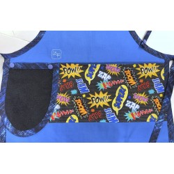 Pow Wow Super Héros Dessin Animé Tablier Enfant BleuEssuie-main Prêt à Broder TEN-268P