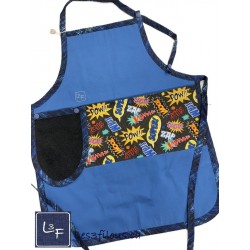 Pow Wow Super Héros Dessin Animé Tablier Enfant BleuEssuie-main Prêt à Broder TEN-268P