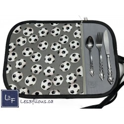 Ballons de Soccer Sport Napperon avec Pochette Personnalisé Prêt à Broder NAP-397P