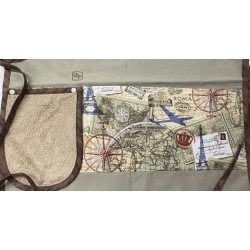 Tour du Monde Paris Rome Voyage Tablier Adulte Beige avec Essuie-mains  Prêt à Broder TEM-327AP
