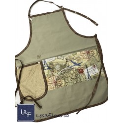Tour du Monde Paris Rome Voyage Tablier Adulte Beige avec Essuie-mains  Prêt à Broder TEM-327AP