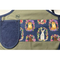 Animaux de la Foret Lapin Renard Hibou Tablier Enfant avec Essuie-mains Prêt à Broder TEN-272P