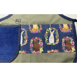 Animaux de la Foret Lapin Renard Hibou Tablier Enfant avec Essuie-mains Prêt à Broder TEN-273P