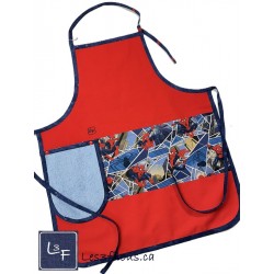 Super Héros Spiderman Tablier Adulte avec Essuie-mains Couleur Rouge Prêt à Broder TEM-318P